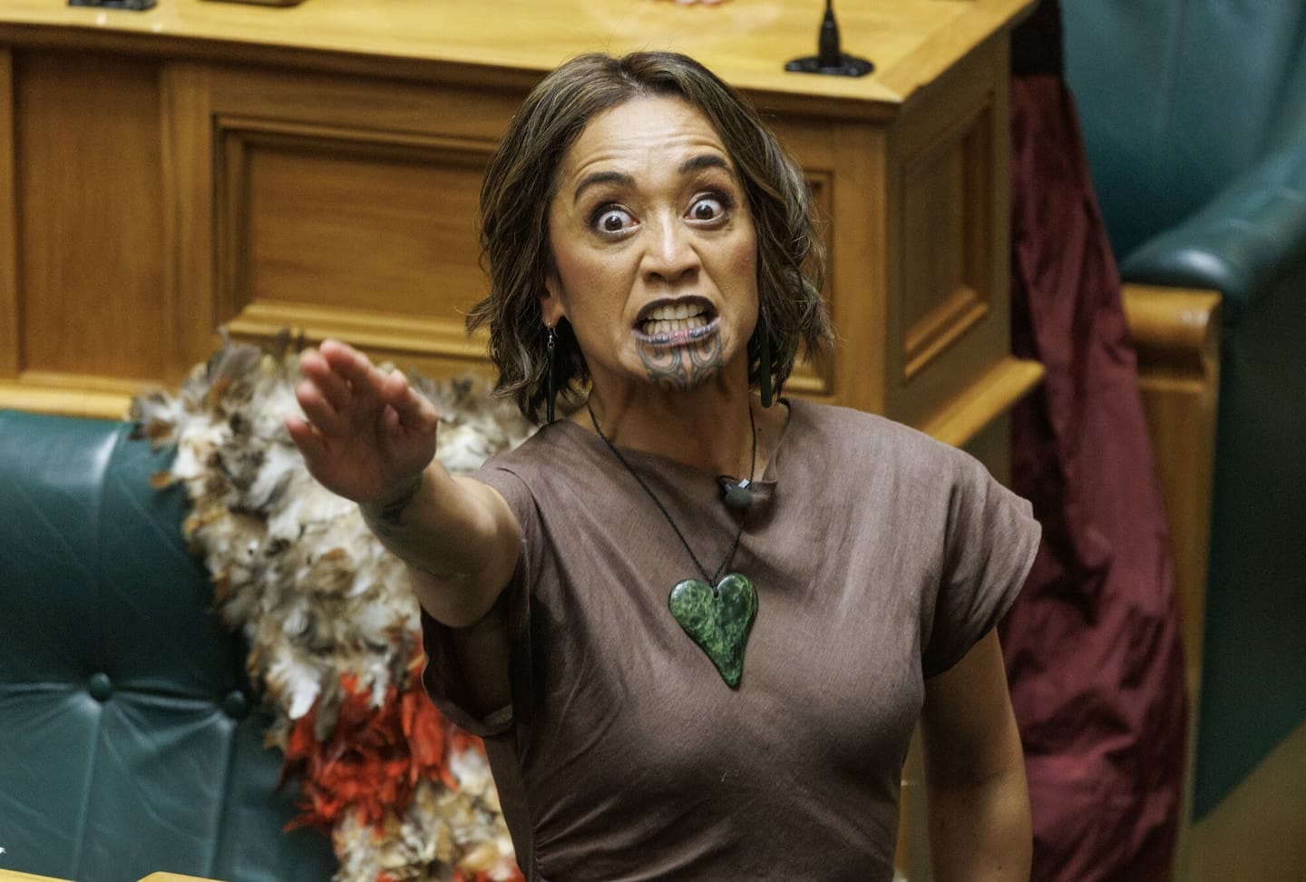 Kaipara joined in on the haka at the conclusion of her speech. Photo / Mark Mitchell  
