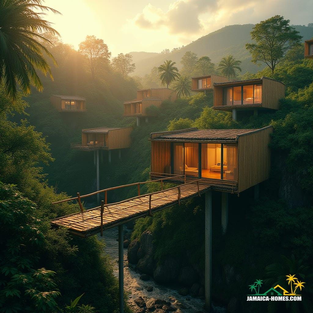 Bamboo home on hill in Jamaica