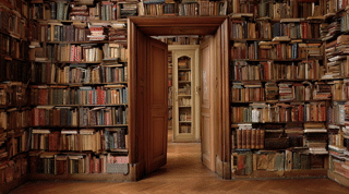 An animation of passing through the mysterious door in the library. 