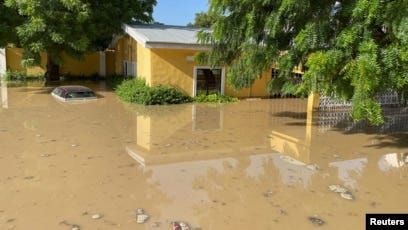 The flooded yard of Sanda Kyarimi Park Zoo is pictured in Maiduguri, northern Borno state, Nigeria, Sept. 10, 2024. The flooded yard of Sanda Kyarimi Park Zoo is pictured in Maiduguri, northern Borno state, Nigeria, Sept. 10, 2024.