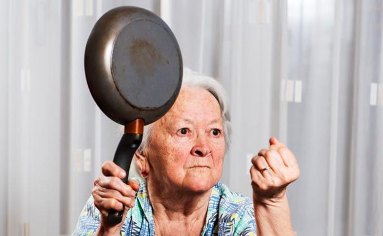 grandma with pan