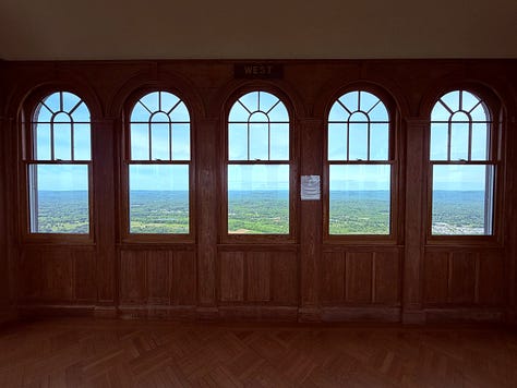 windows, observation, signs, river, trees, sky