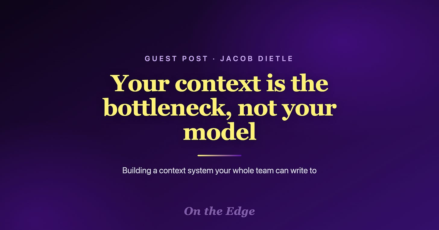 Your context is the bottleneck, not your model — a guest post by Jacob Dietle Your context is the bottleneck, not your model — a guest post by Jacob Dietle