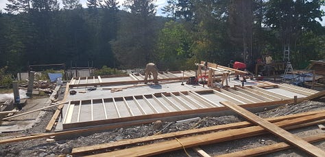 Stick framing walls on concrete slab