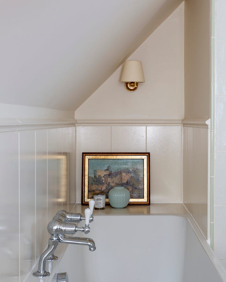 two bathrooms, one with a bath and another close up shot of a vanity 