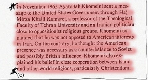 A declassified 1980 CIA analysis titled Islam in Iran, published by the BBC, says Ayatollah Khomeini had reached out to the US in 1963. A declassified 1980 CIA analysis titled Islam in Iran, published by the BBC, says Ayatollah Khomeini had reached out to the US in 1963.