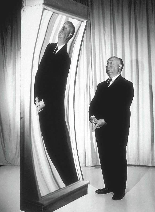 Alfred Hitchcock In Funhouse Mirror Photograph by Globe Photos - Fine ...