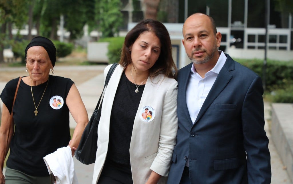 Grieving parents Nancy and Karim Iskander arrived at the Los Angeles courthouse on Monday.