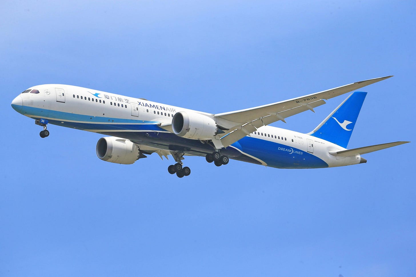 Xiamen Airlines aircraft against blue sky