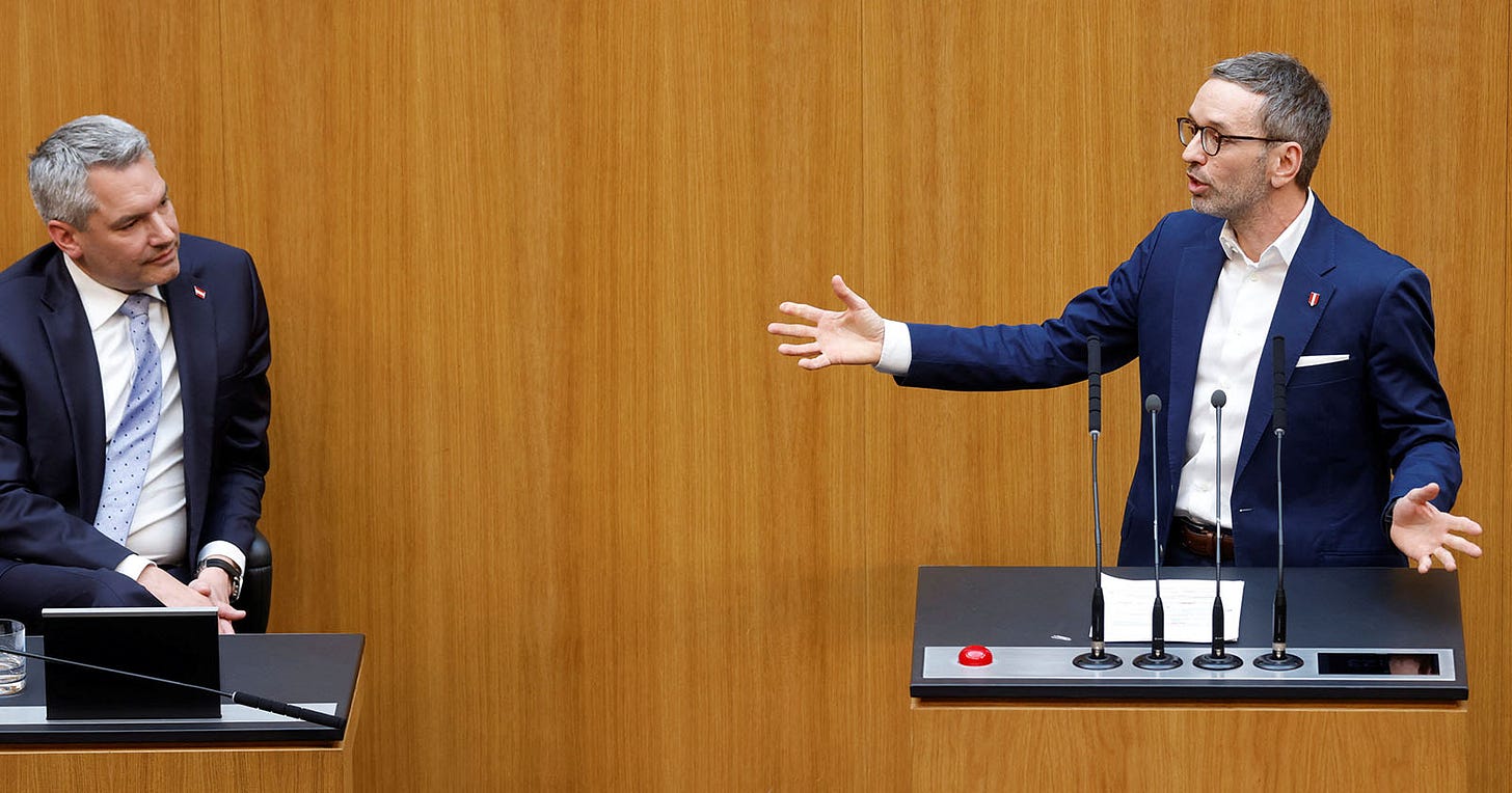 FPÖ-Chef Herbert Kickl und Bundeskanzler Karl Nehammer im Nationalrat