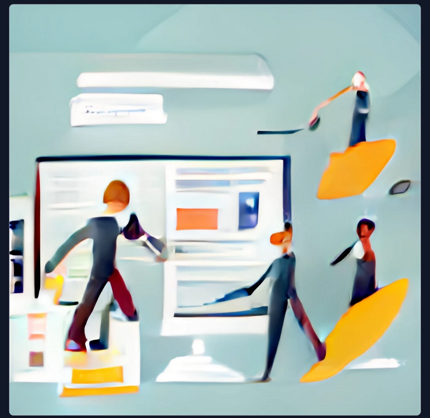 illustration of remote-first work with collaborators surrounding a computer monitor illustration of remote-first work with collaborators surrounding a computer monitor