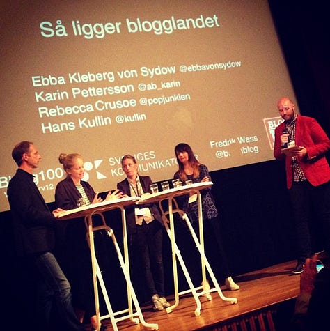 Blogg100-event 2013 på Historiska museet i Stockholm samt Blogg100-träff på Intellecta 2014.
