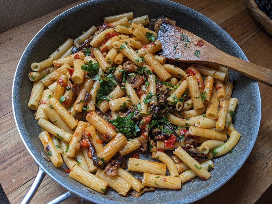 eggplant tomato pasta