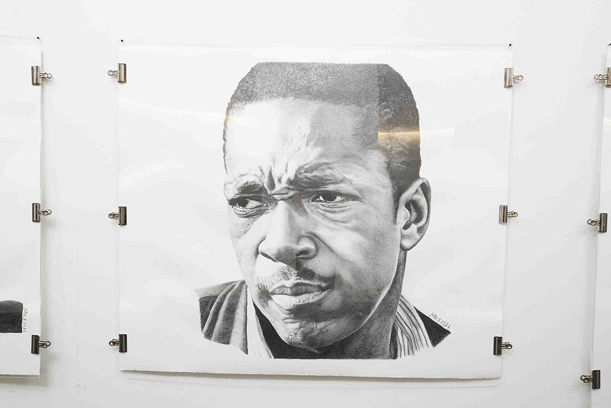 Pencil drawing of musician John Coltrane Pencil drawing of musician John Coltrane