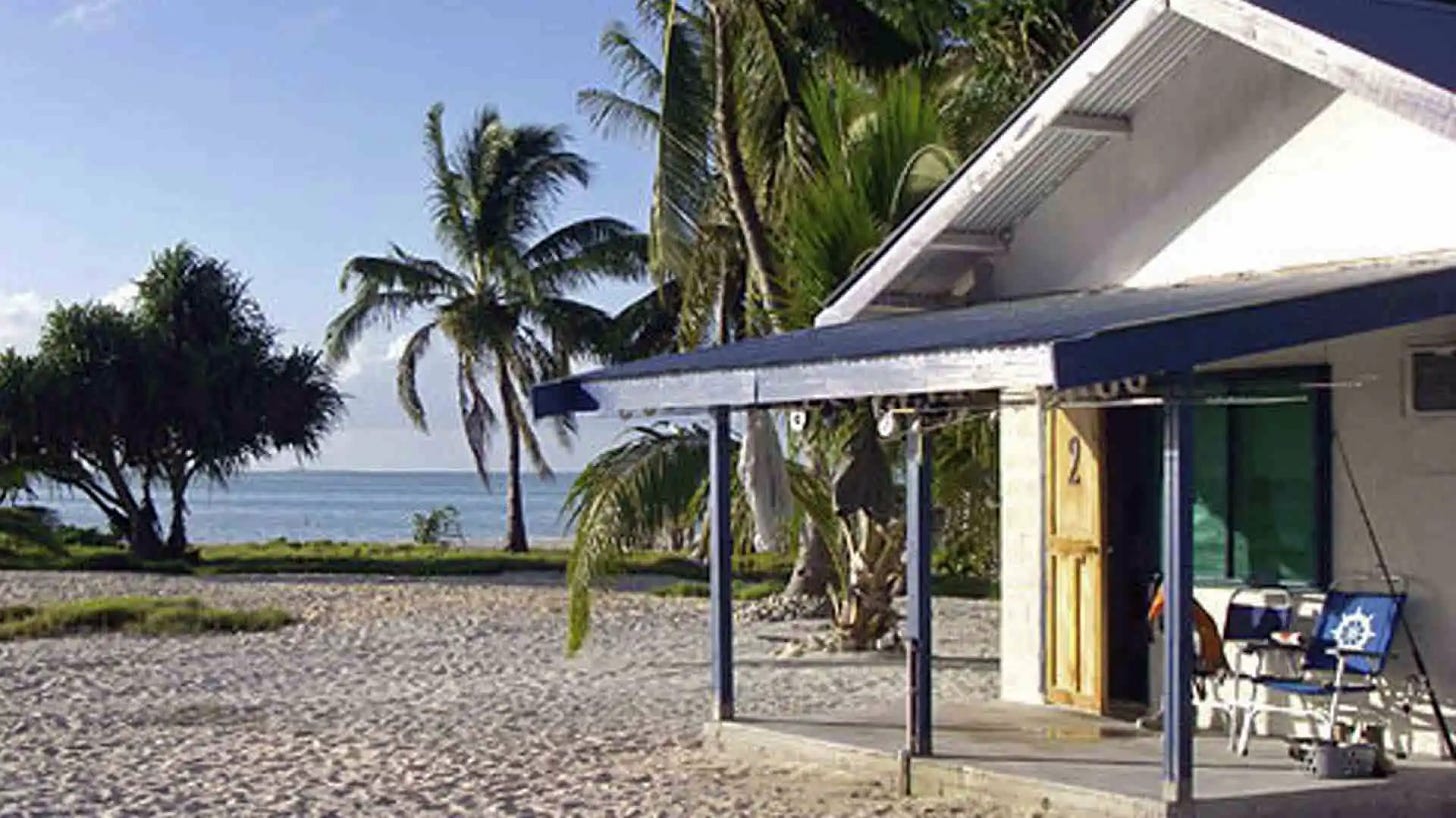 The Villages on Christmas Island has ten double-occupancy bungalows with air-conditioning, a covered porch, and a private bathroom with a shower.