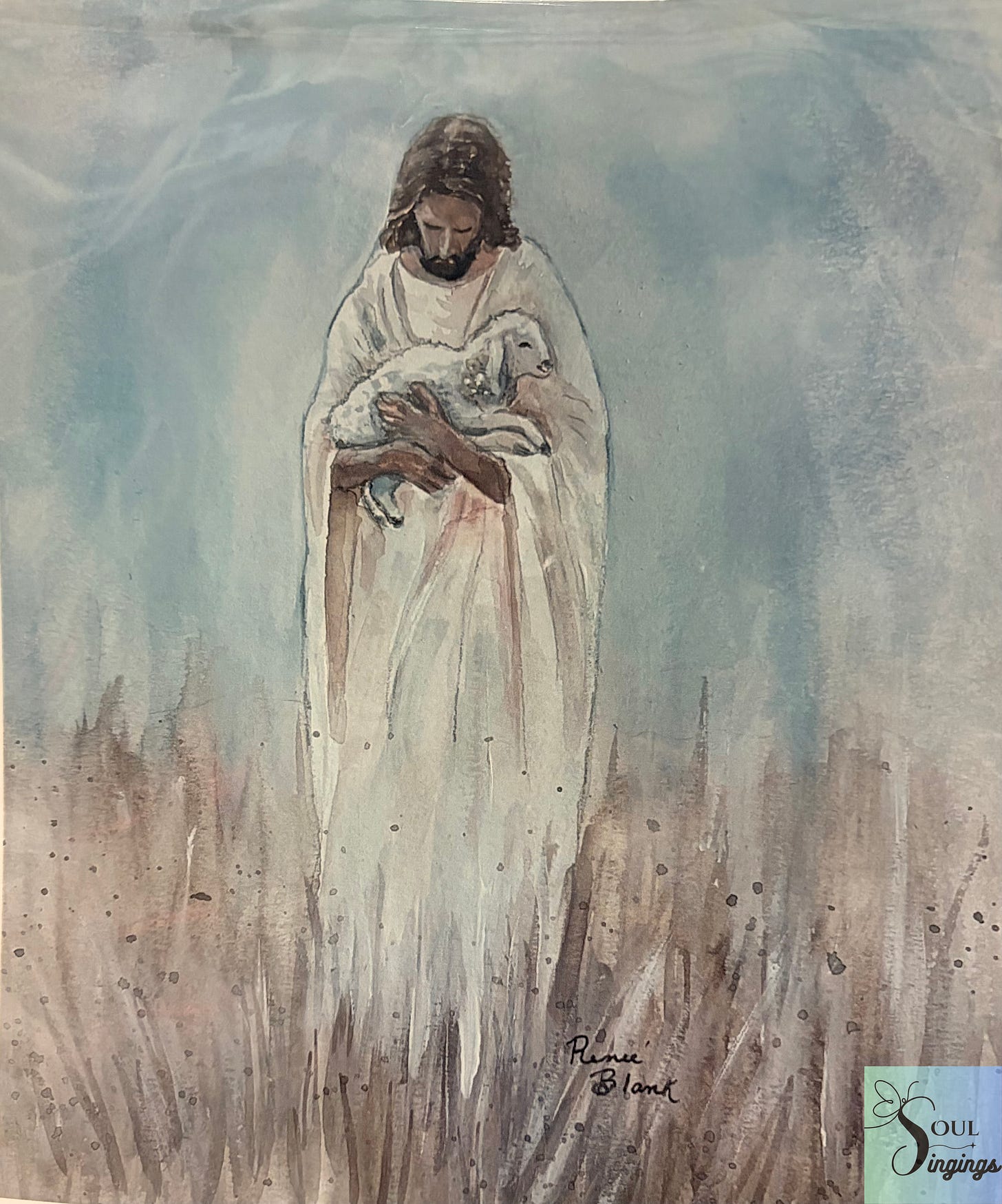 Finding Jesus in a Hard Season: copy of a painting of Jesus carrying a lamb