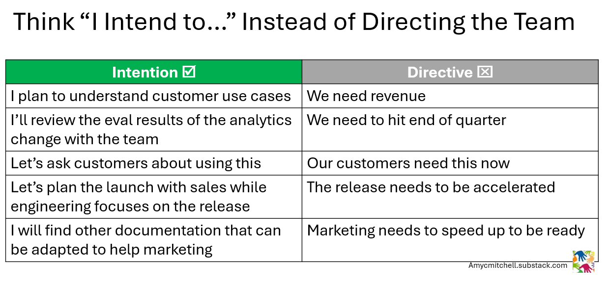 communicating intention is better than giving directives