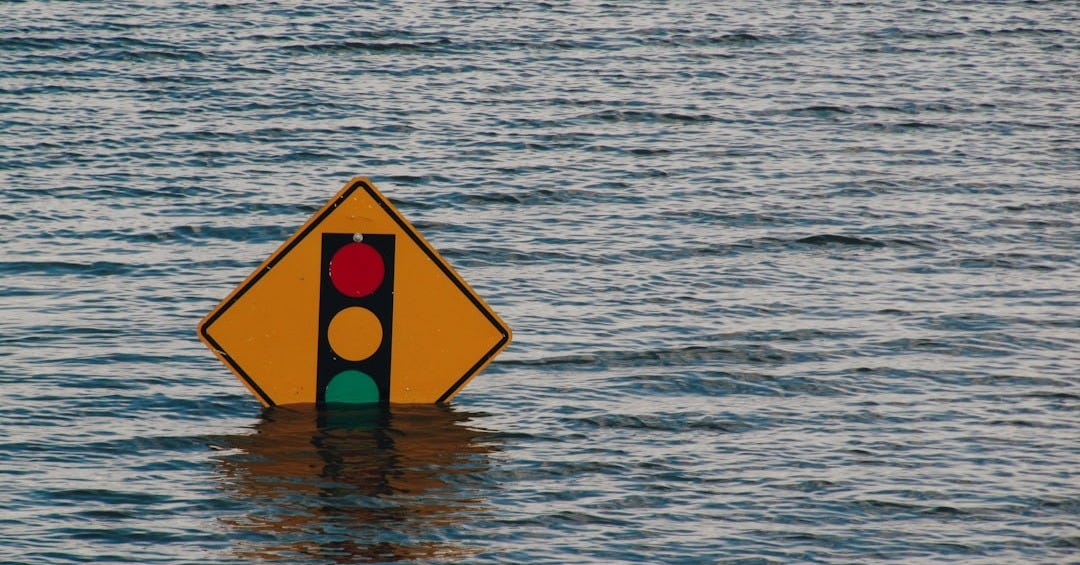 traffic light sign underwater