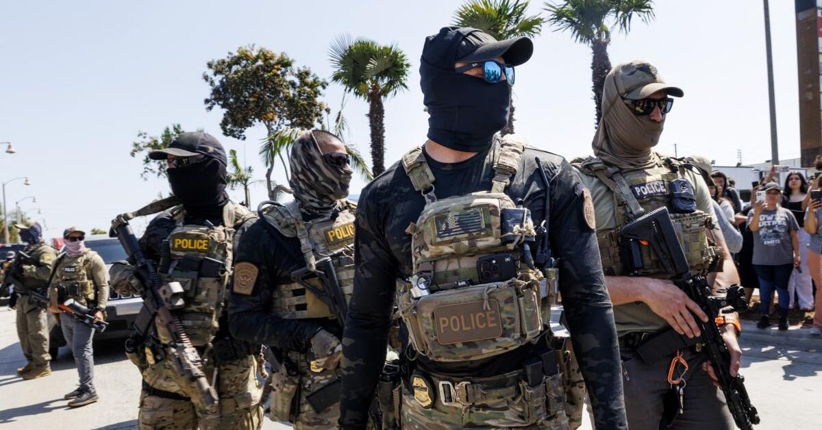 Who are these people?' Masked immigration agents challenge local police,  sow fear in L.A. - Los Angeles Times