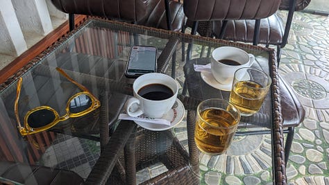 scenes of dining on the road to Thành phố Huế, Khe Sanh and back to Hue, Vietnam