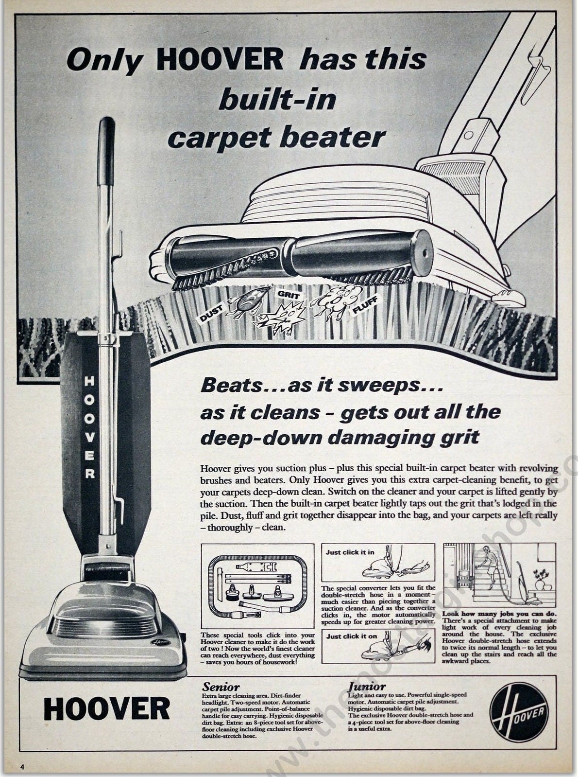 Hoover - Built-in Carpet Beater. Vintage Advert 1966 (ref AD303222)