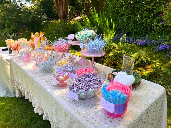 photos of candies and sweets at a wedding