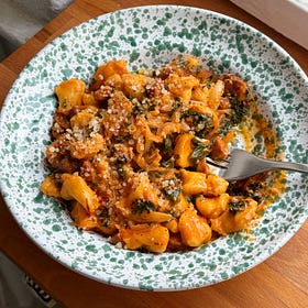 hand torn gnocchi with creamy chorizo and kale