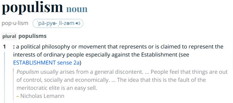 Populism definition