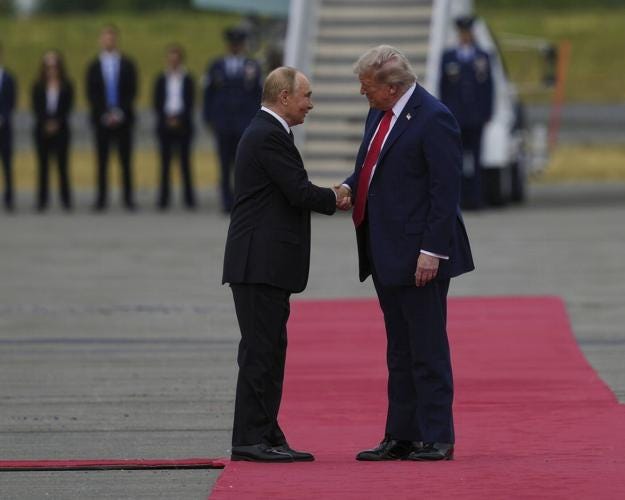 Trump greets Putin with a red carpet. Ukrainians feel betrayed. Trump greets Putin with a red carpet. Ukrainians feel betrayed.