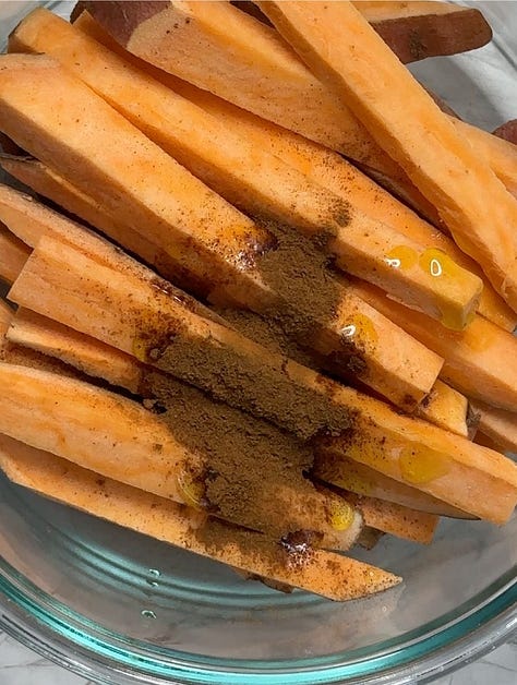 Bastones de batata con canela