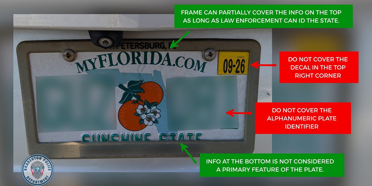 Florida Clarifies License Plate Frame Rules and Enforcement