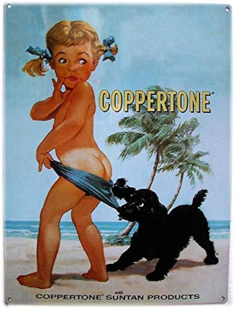 Coppertone Girl Suntan Lotion Sunbathing Sunscreen Beach Metal Sign