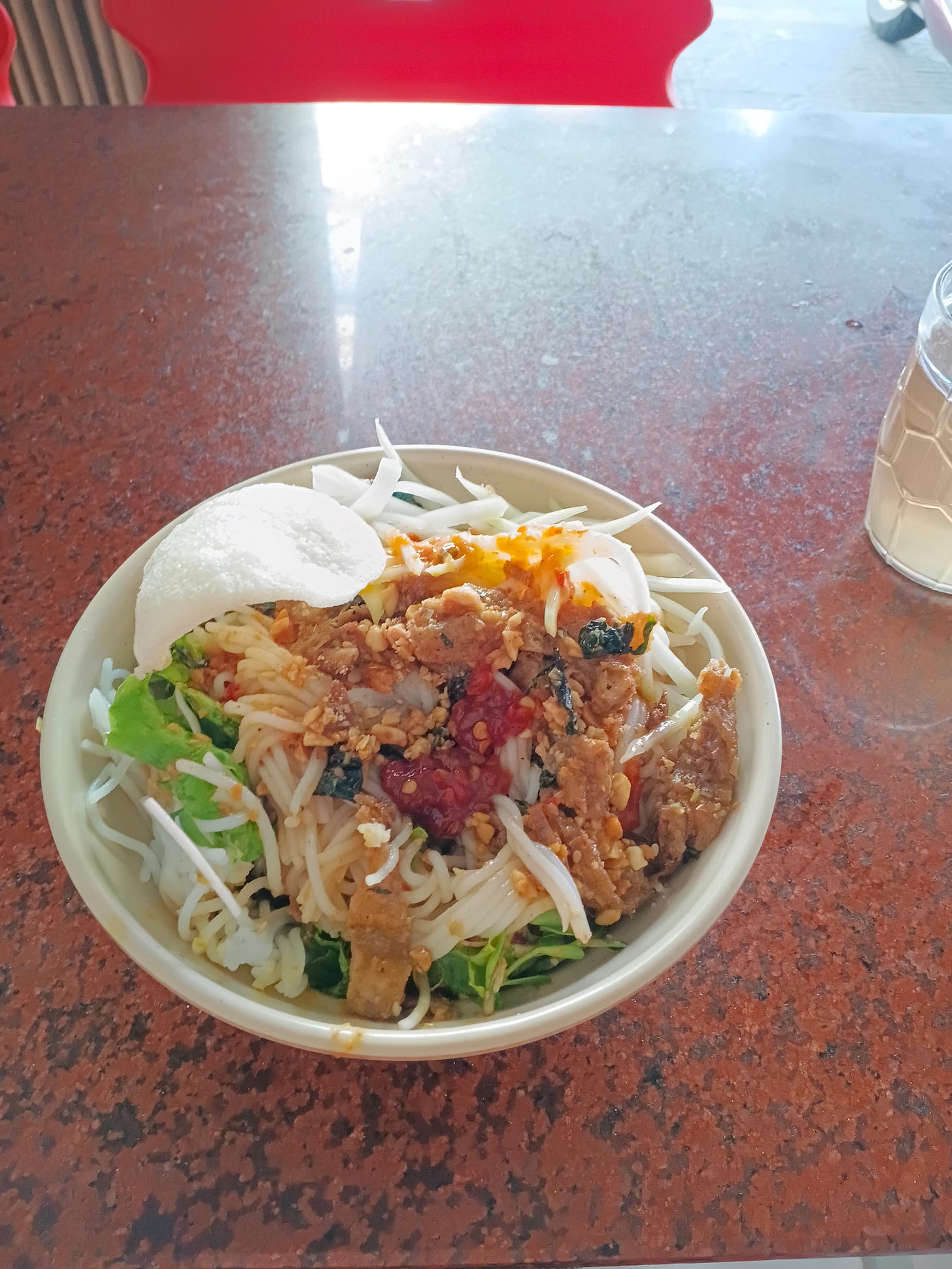 a bowl of noodles in vietnam