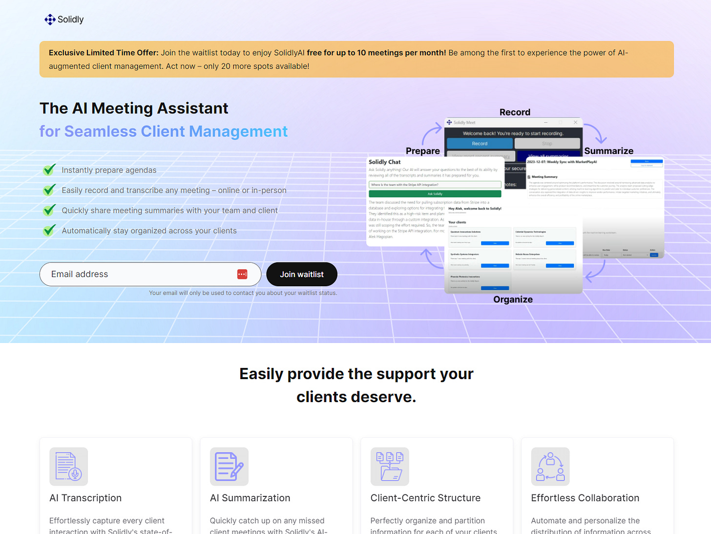 SolidlyAI Landing Page SolidlyAI Landing Page
