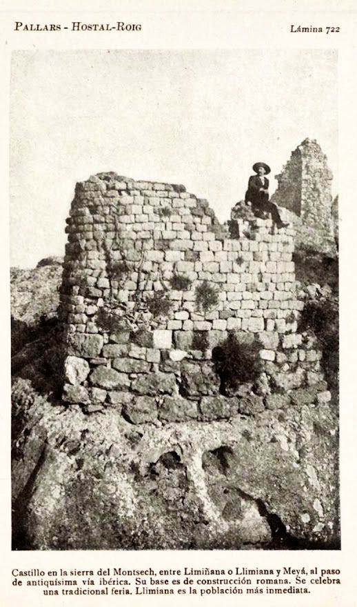 Imatge de l’any 1922 de F. Carreras i Candi, on encara es poden veure restes del Castell de Montllor, avui ja desaparegudes. Hostal Roig. Montsec de Rúbies (o de Meià). Gavet de la Conca. Pallars Jussà, Lleida, Catalunya. Imatge de l’any 1922 de F. Carreras i Candi, on encara es poden veure restes del Castell de Montllor, avui ja desaparegudes. Hostal Roig. Montsec de Rúbies (o de Meià). Gavet de la Conca. Pallars Jussà, Lleida, Catalunya.