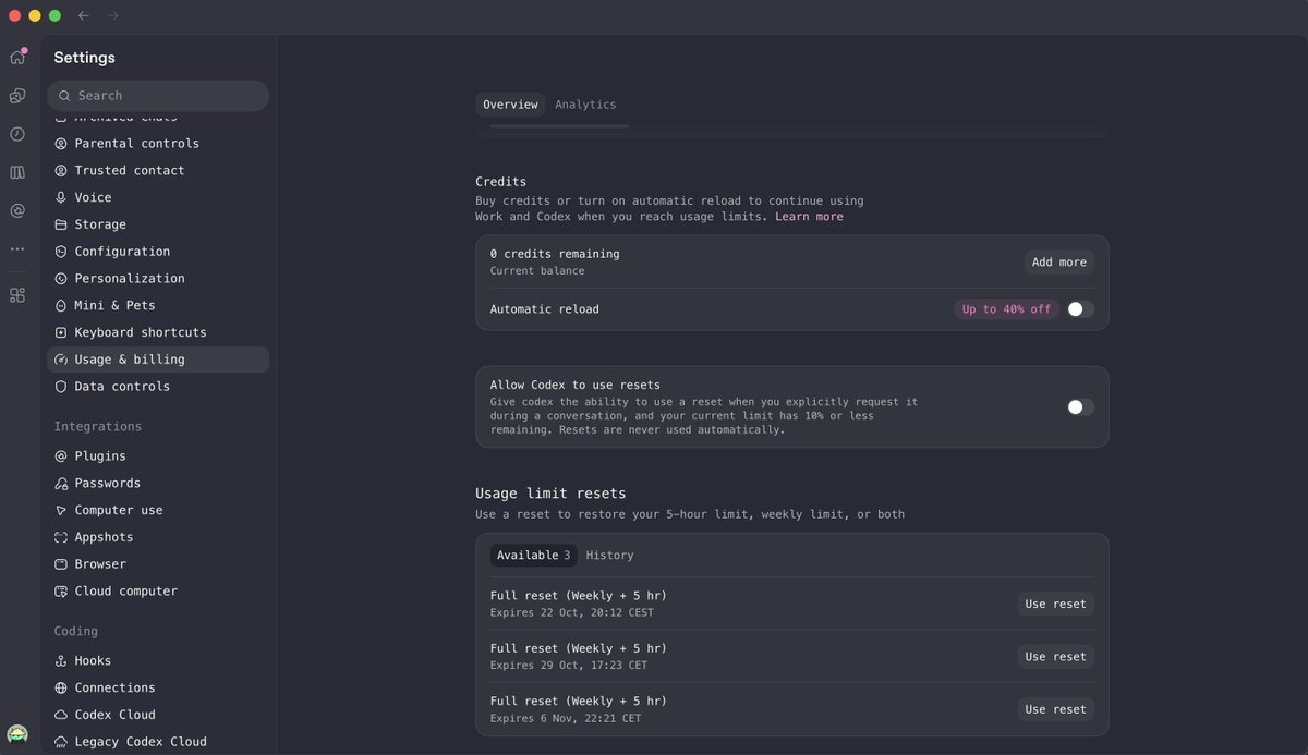 Codex löst Limit-Resets jetzt selbst ein, auf Aufforderung und erst ab 10 Prozent Restlimit Codex löst Limit-Resets jetzt selbst ein, auf Aufforderung und erst ab 10 Prozent Restlimit