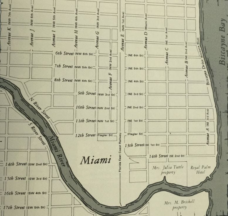 A map that overlays the old and the current street naming system.