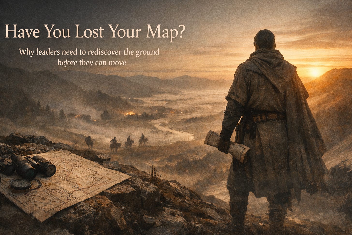 A commander looking over the ground to understand its strategy