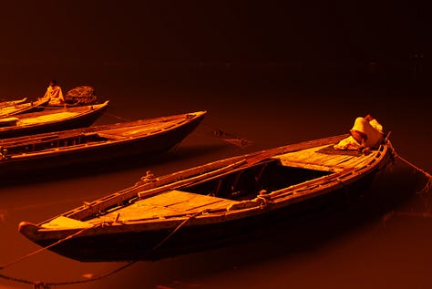 Scenes of the ghats. Nightfall. Benares.