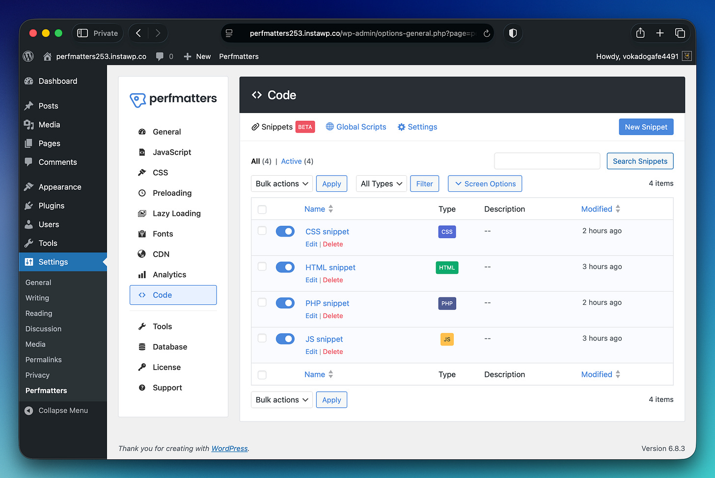 Perfmatters code snippets Perfmatters code snippets