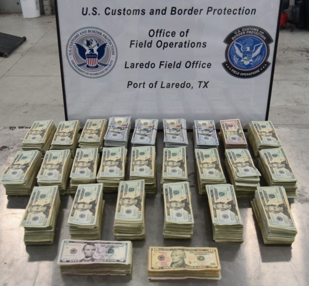 A 46-year-old Mexican citizen was arrested by CBP Agents who discovered $232,000 in cash hidden inside his vehicle while attempting to cross an International Bridge from Laredo, Texas, last month. (US Customs & Border Protection photo) A 46-year-old Mexican citizen was arrested by CBP Agents who discovered $232,000 in cash hidden inside his vehicle while attempting to cross an International Bridge from Laredo, Texas, last month. (US Customs & Border Protection photo)