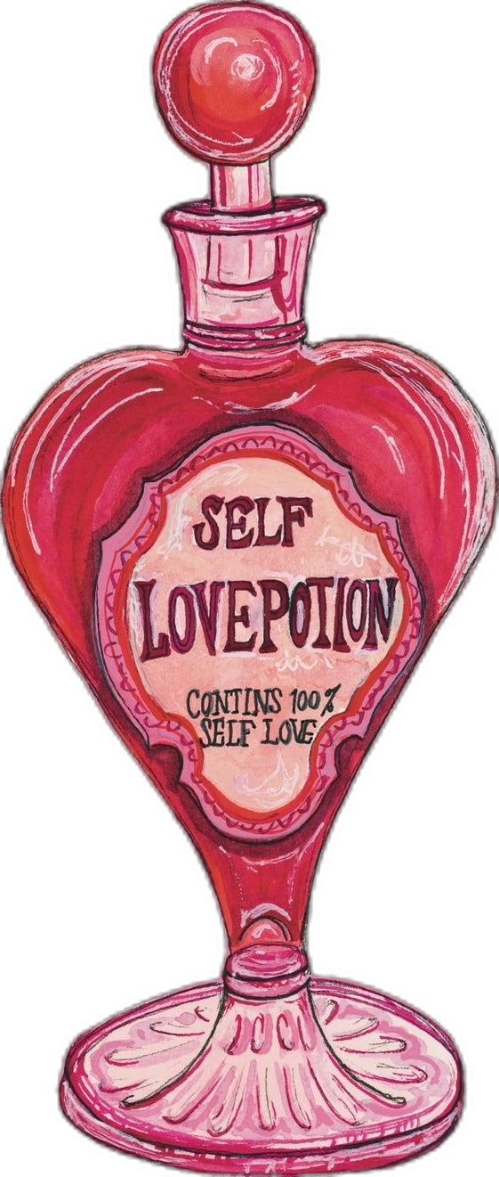 This may contain: a drawing of a bottle with the words self love potion on it's side This may contain: a drawing of a bottle with the words self love potion on it's side