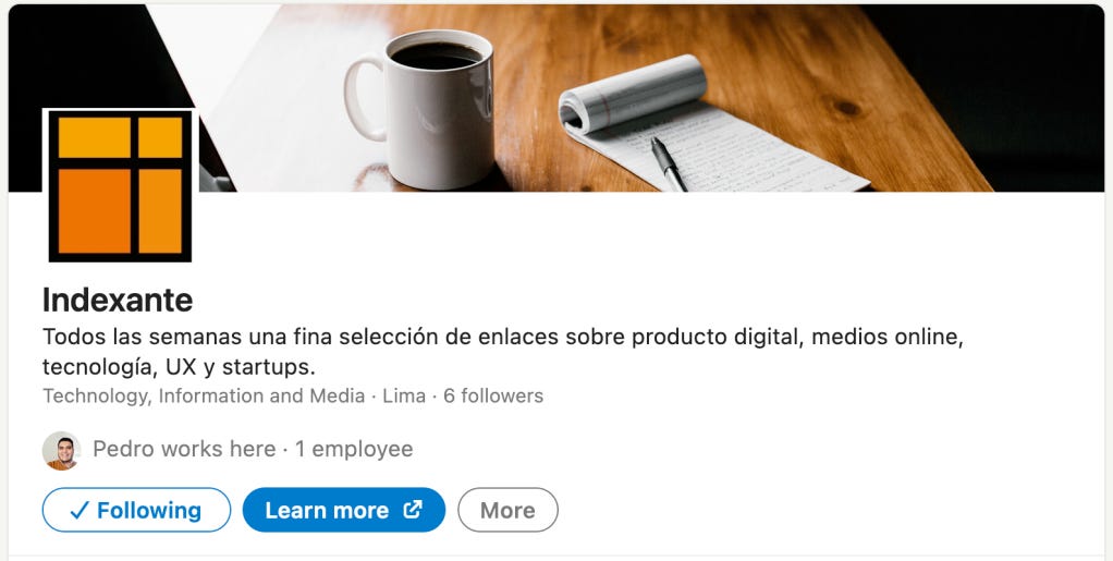 Captura de la página en Linkedin de Indexante