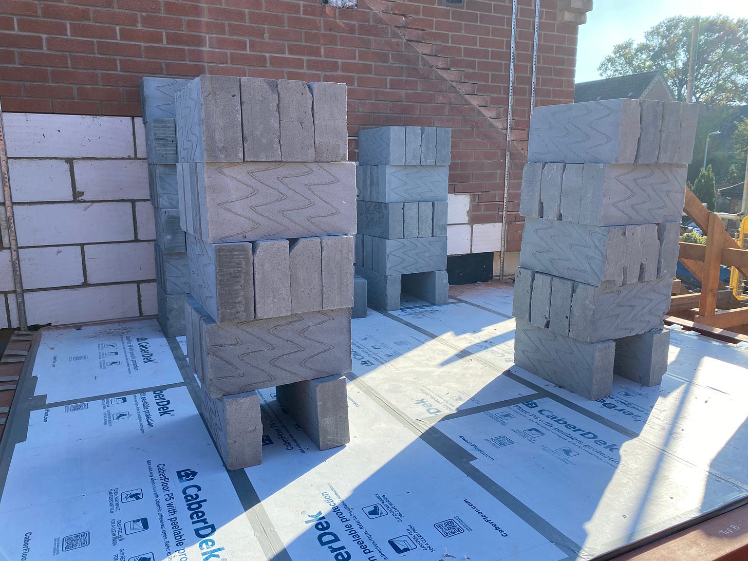 piles of grey blocks