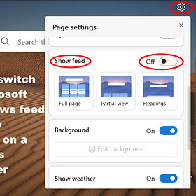 How to switch off the Microsoft Start news feed on every new tab on a Windows computer