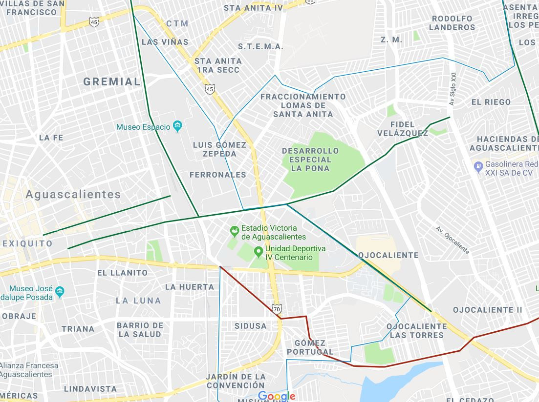 mapa ciclista de Aguascalientes mapa ciclista de Aguascalientes