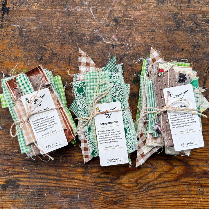 Antique textiles floral gingham cotton