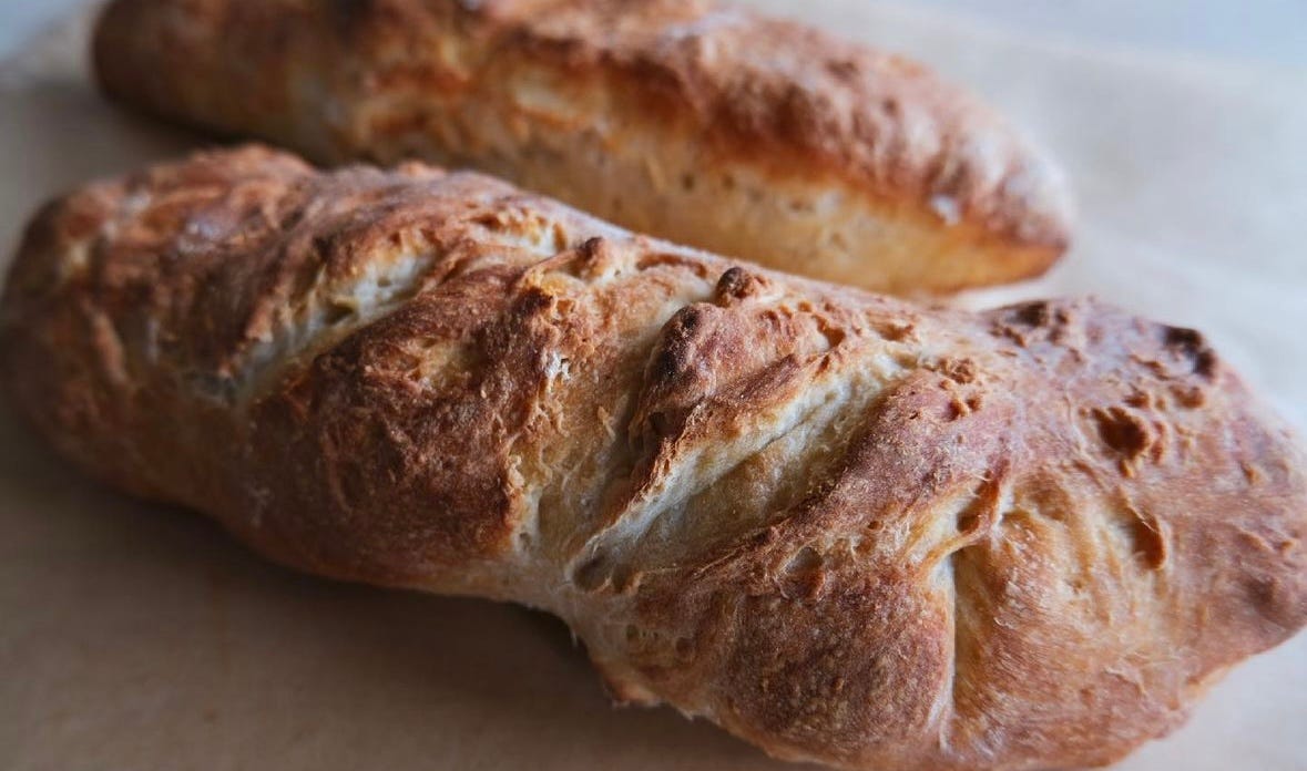 Two long loaves of bread.