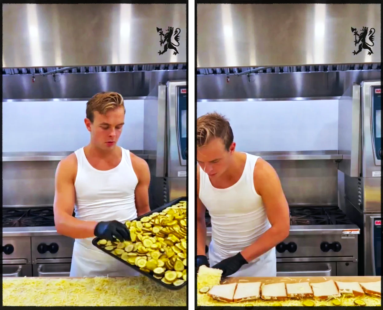 Man making grilled cheese