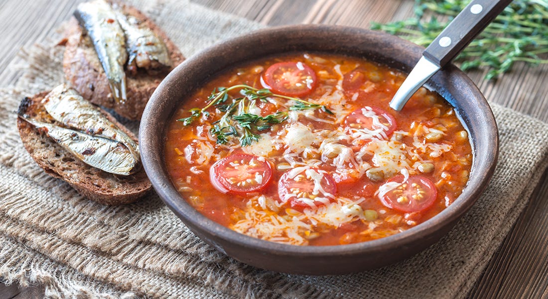 Lentil & Greens Soup with Kimchi Toast